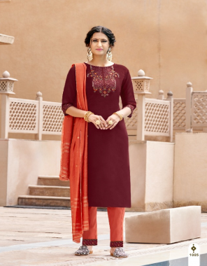 maroon top - pure silk full inner with work | bottom - lycra with work | dupatta - fancy viscose fabric embroidery work wedding 