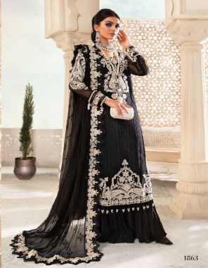 black top - georgette with embroidery | bottom - santoon | dupatta - net with embroidery nazmin chiffon with embroidery (pakistani copy) fabric embroidery work ethnic 