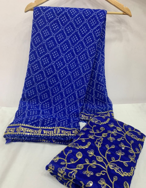 blue party wear designer bandhani leheriya georgette saree with embroidery worked lace border  fabric embroidery work ethnic 