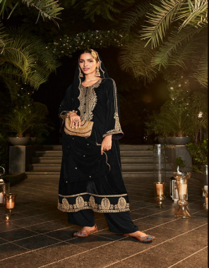 black top - pure soft velvet with heavy lush embroidery in neck sleeves and daman organza embroidery | bottom - pure pashmina dyed | dupatta - pure light weight soft velvet embroidery scalping  fabric embroidery work festive 