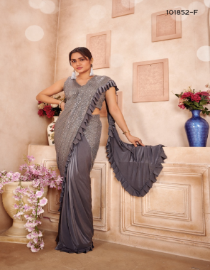 grey zara sequence | fully stitched saree and stitched sequence blouse | blouse  size - 36 (2 -2 inch margin inside ) can be extended upto 40 fabric sequence  work festive 