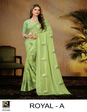 parrot green georgette pattern fabric embroidery work ethnic 
