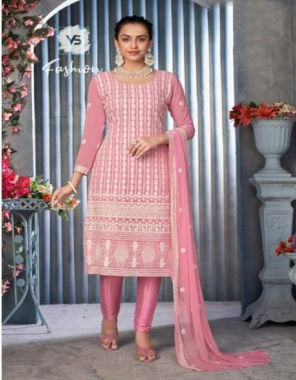 pink top - georgette heavy embroidery | bottom - santoon | inner - santoon | dupatta - nazmin embroidery  fabric embroidery work ethnic 