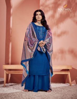 navy blue top - pashmina jacquard (2.50 mtr) | bottom - heavy pashmina spun (3.00 mtrs approx) | dupatta - twill pashmina shawl printed (2.25 mtrs) fabric embroidery work wedding 