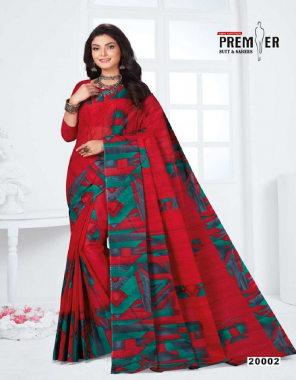 red saree - pure cotton (5.50 mtrs) | blouse - cambric cotton print (0.80 mtrs) fabric printed  work ethnic 