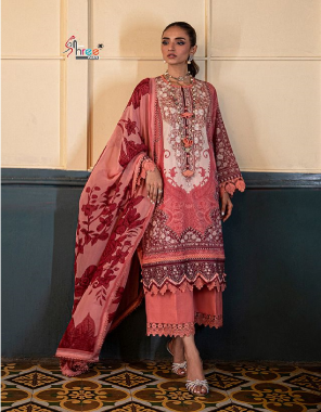 peach top - pashmina print with embroidery patch | bottom - pashmina | dupatta - pashmina shawl (pakistani copy) fabric embroidery work festive 