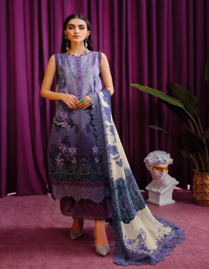 purple top - pashmina with embroidery | bottom - pashmina solid | dupatta - pashmina shall (pakistani copy) fabric embroidery work ethnic 