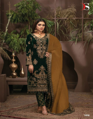 dark green top - velvet with embroidery | bottom - banaras jacquard | dupatta - net with embroidery (pakistani copy) fabric embroidery work festive 