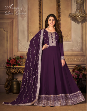 purple top - faux georgette | bottom / inner - santool | dupatta - faux georgette fabric embroidery work wedding 