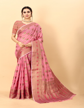 pink cotton mina weaving | blouse - cotton fabric weaving work festive 