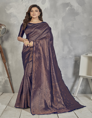navy blue banarasi silk | blouse - silk fabric printed work wedding 