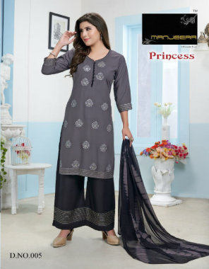 grey top - rayon with all over work | bottom - rayon plazzo work | dupatta - shibouri fabric embroidery work party wear 