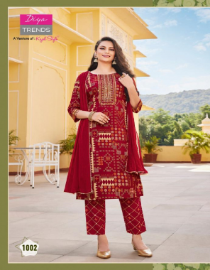 red rayon with classy gold print fancy embroidery work nazmin dupatta | length - 46 to 48 fabric embroidery work ethnic 