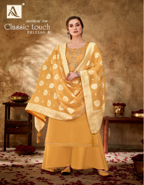 yellow top - pure zam cotton dyed with lucknowi thread work & swarovski diamond | bottom - pure cotton dyed solid | dupatta - pure hand weave lucknowi pallu dupatta with tassels piping fabric weaving work festive 