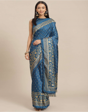sky blue banarasi silk  fabric printed  work wedding  