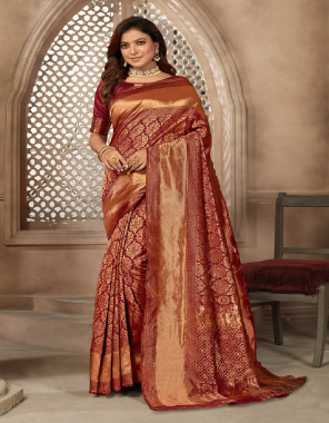 maroon banarasi silk | blouse - silk  fabric printed work ethnic  