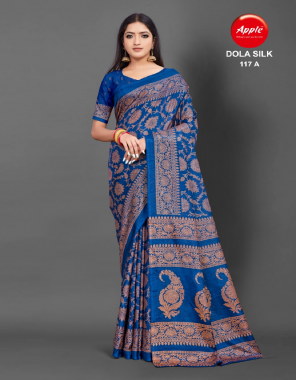 blue dola silk  fabric printed work casual 
