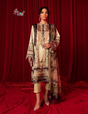 white top - heavy satin silk with embroidery work | bottom - santoon | dupatta - tabby silk (pakistani copy)  fabric embroidery work wedding 