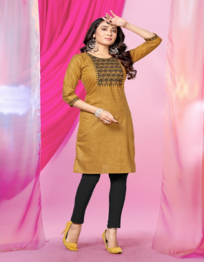 mustard handloom cotton doby | length - 40 approx  fabric printed  work ethnic 