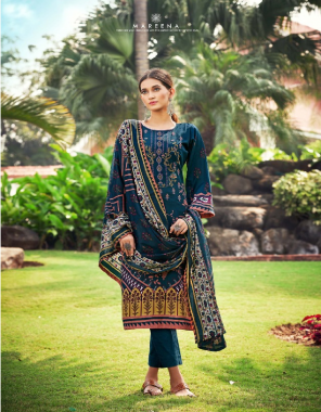 navy blue top - premium soft cotton digital style print with heavy embroidery work (2.50 mtr) | dupatta - soft cotton mal mal dupatta (2.30 mtr) | bottom - soft cotton salwar (3 mtr apx) fabric embroidery work ethnic 