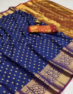 navy blue banarasi silk  fabric printed  work festive 