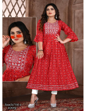 red heavy rayon fabric embroidery work ethnic 