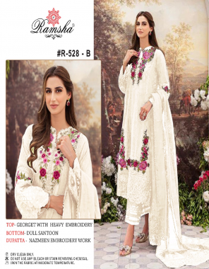 white top - georgette with heavy embroidery | bottom - dull santoon | dupatta - nazmeen embroidery work (pakistani copy) fabric embroidery work festive 