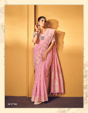 pink saree - soft cotton (weaving on full saree ) fabric weaving  work ethnic 