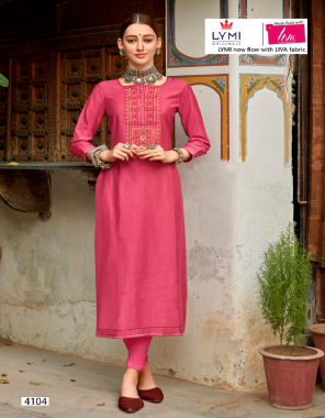 pink pure viscose with fancy embroidery work kurti fabric embroidery work casual 