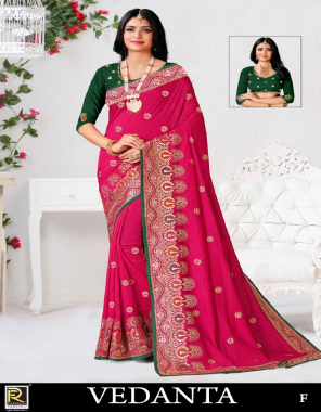 pink pc vichitra art silk  fabric printed work wedding 