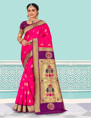 pink silk paithani saree fabric printed  work festive 