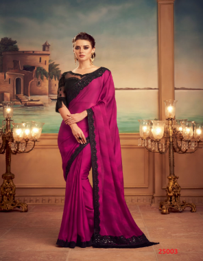 pink saree - silk , chiffon (6.30 mtrs apx) | blouse - net,silk  fabric embroidery  work festive 