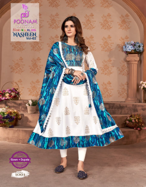 white gown - pure rayon neck embroidery & sequence work with full printed | dupatta - rayon print with foil  fabric printed  work ethnic 