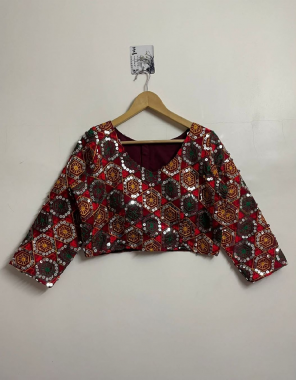orange mono banglori | sleeves - 14 inch | height - 15 inch | padded - yes | size - 40+ margin upto 44 fabric embroidery work ethnic 