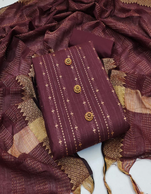 maroon top - cotton jacqaurd (2.2 mtr) | bottom - cotton (2 mtr) | dupatta - jacquard (2.2 mtr)  fabric embroidery work ethnic 