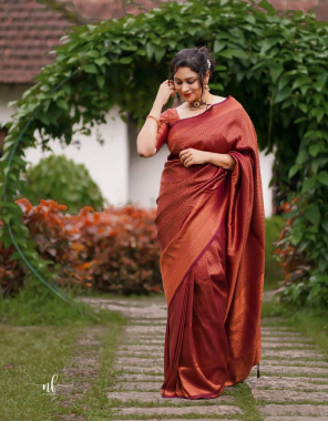 red banarasi soft silk with beautiful zari work | saree length - 5.5 meter | blouse length - 0.8 meter fabric printed work ethnic 