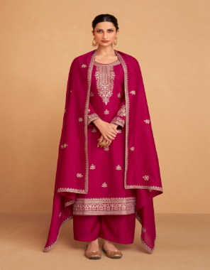 pink top - premium silk with silk santoon inner | bottom - premium silk | dupatta - premium silk  fabric embroidery work festive 