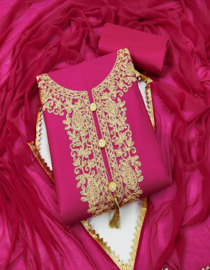 pink top - pc cotton | bottom - heavy cotton | dupatta - nazmin  fabric embroidery work wedding 