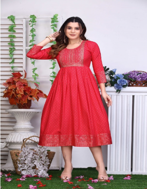 red heavy rayon 14 kg | length - 48 fabric embroidery work festive 