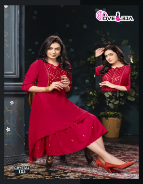 red chinon silk (with lining) | length - 46 inch| ghera - 100 inch fabric embroidery work festive 