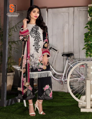 white top - lawn cotton printed with heavy embroidery patches | bottom - semi lawn | dupatta - chiffon printed (paksitani copy ) fabric embroidery  work ethnic 