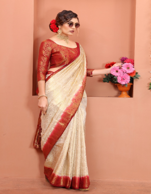 red banarasi soft silk | saree length - 5.5 meter | blouse length - 0.8 meter fabric printed  work ethnic 