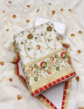 white top - modal chanderi | inner & bottom - santoon | dupatta - nazmin with work  fabric embroidery  work festive 