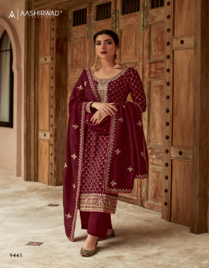 maroon top - premium silk with silk santoon inner | bottom - premium silk | dupatta - premium silk  fabric embroidery  work wedding 
