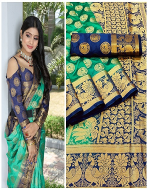 navy blue banarasi soft silk saree | saree length - 5.5 meter | blouse length - 0.8 meter  fabric printed  work ethnic 