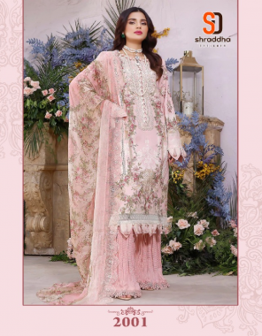 baby pink top - lawn cotton printed | heavy embroidery patch | bottom - semi lawn | dupatta - mal mal cotton printed dupatta (pakistani copy)  fabric embroidery   work ethnic 