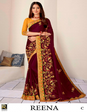 maroon satin silk | embroidery worked  fabric embroidery   work festive 