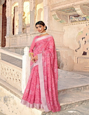 baby pink sonakshi patta with ivory print  fabric printed work wedding 