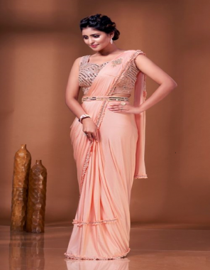 peach top / blouse - exquisite handwork | skirt / saree - imported fabric | size - 36 2 - 2