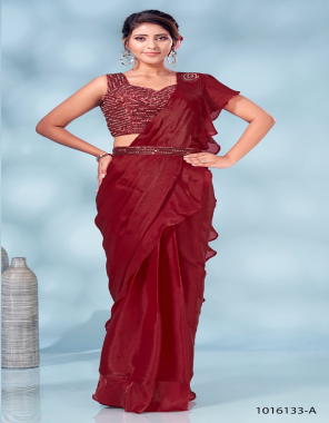 red top/blouse - exquisite handwork | skirt / sarees - tom silk | size - 36 | 2 - 2